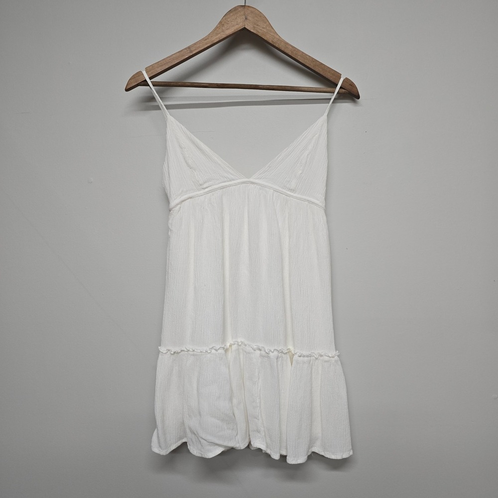 Garage Tiered Tunic Top Womens Small White Smocked Boho Cottagecore